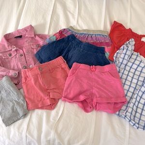 Girls size 3 Summer lot shorts denim jacket shirts skorts bundle